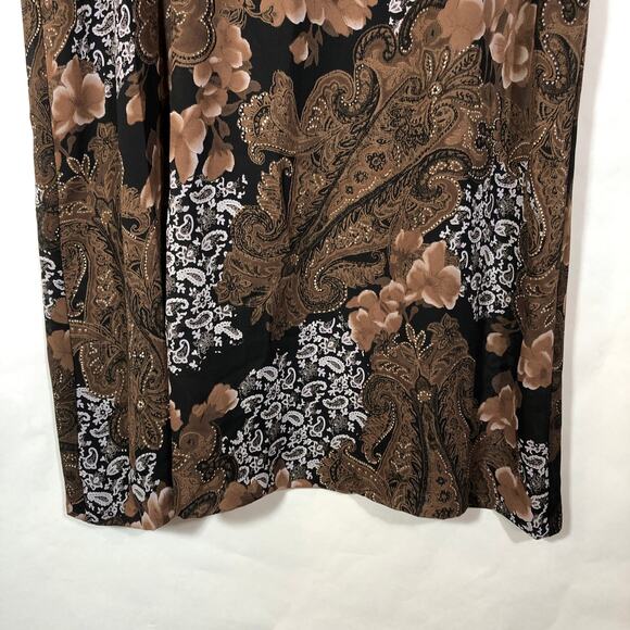 Floral Paisley Maxi Skirt Neutral in Black and Brown Size 12 Vintage Retro 90s - Picture 4 of 10